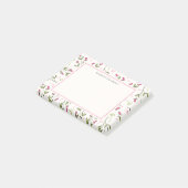 Roze en groene langlevende wilde bloemen post-it® notes (Schuin)
