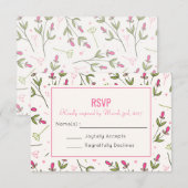 Roze en groene langlevende wilde bloemen RSVP (Voorkant / Achterkant)