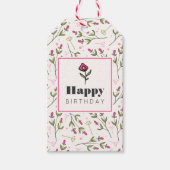 Roze en groene, langlevende wilde bloemen van de a cadeaulabel (Voorkant)