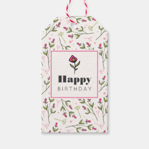 Roze en groene, langlevende wilde bloemen van de a cadeaulabel
