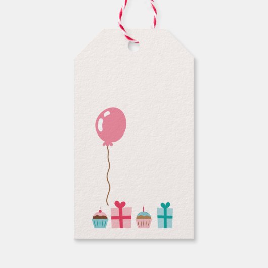 Roze en groene, langlevende wilde bloemen van de a cadeaulabel (Achterkant)