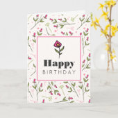 Roze en groene, langlevende wilde bloemen van de a kaart (Gele Bloem)