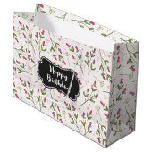 Roze en groene, langlevende wilde bloemen van de a large cadeautasje (Voorkant Gekanteld)