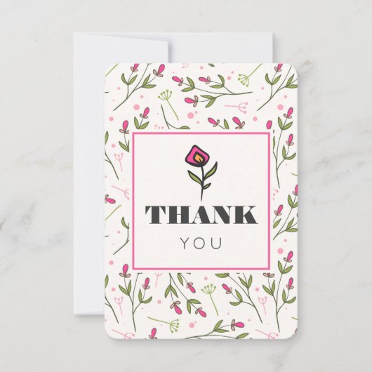 Roze en groene langstelige wilde bloemen Bedankt (Voorkant)