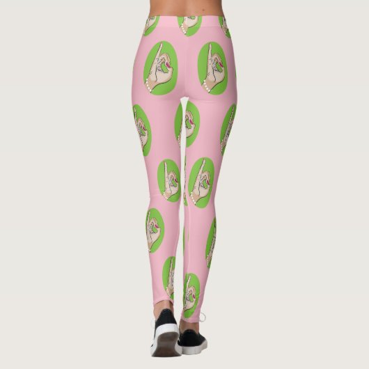 Roze en groene leggings (Achterkant)