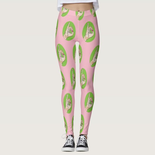 Roze en groene leggings (Voorkant)
