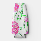 Roze en groene lentbloemen flesjeskoeler (Voorkant)
