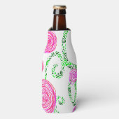 Roze en groene lentbloemen flesjeskoeler (Fles Voorkant)