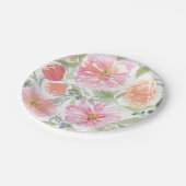Roze en Groene Lente Bloemen Borden Papieren Bordje (Gekanteld)