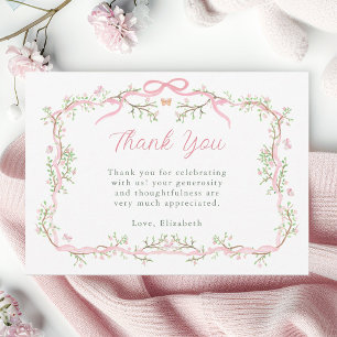 Roze en groene lente tuinkraam voor babyshower bedankkaart