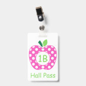 Roze en Groene Leraarappel Persoonlijk Badge (Voorzijde met clip)