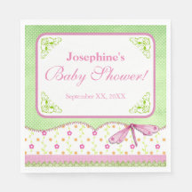 Roze en groene libel Baby shower
