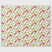 Roze en groene libellen cadeaupapier (Vlak)