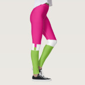 Roze en Groene Liefde Patroon Leggings (Rechts)