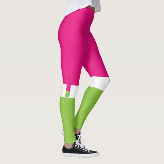 Roze en Groene Liefde Patroon Leggings (Rechts)