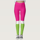 Roze en Groene Liefde Patroon Leggings (Voorkant)