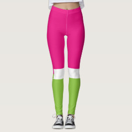 Roze en Groene Liefde Patroon Leggings