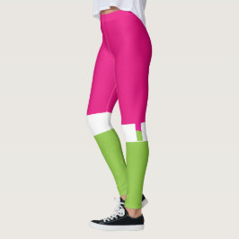 Roze en Groene Liefde Patroon Leggings