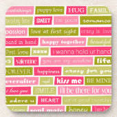 Roze en Groene Liefde Quotes Bier Onderzetter (Voorkant)