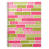 Roze en Groene Liefde Quotes Notitieboek (Voorkant)