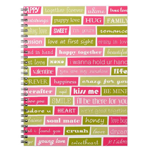 Roze en Groene Liefde Quotes Notitieboek (Voorkant)