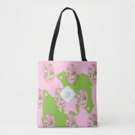 Roze en groene liefde tote bag