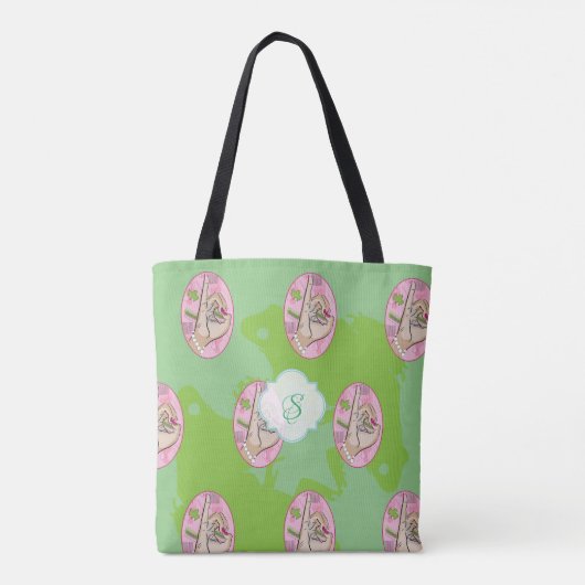 Roze en groene liefde tote bag (Achterkant)