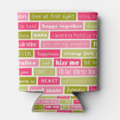 Roze en groene liefdesbrieven blikjeskoeler (Achterkant)