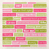 Roze en groene liefdesbrieven glazen onderzetter (Voorkant)