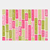 Roze en groene liefdesbrieven inpakpapier vel (Voorkant 3)