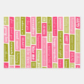 Roze en groene liefdesbrieven inpakpapier vel (Voorkant)