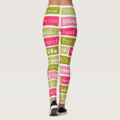 Roze en groene liefdesbrieven leggings (Achterkant)