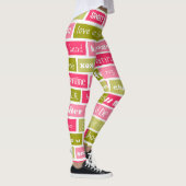 Roze en groene liefdesbrieven leggings (Rechts)