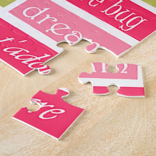 Roze en groene liefdesbrieven legpuzzel (Zijkant)