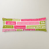 Roze en groene liefdesbrieven lichaamskussen (Achterkant)