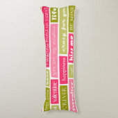 Roze en groene liefdesbrieven lichaamskussen (Voorkant Verticaal)