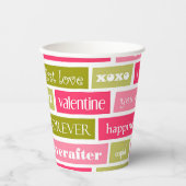 Roze en groene liefdesbrieven papieren bekers (Voorkant)