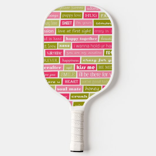 Roze en groene liefdesbrieven pickleball paddle (Achterkant)
