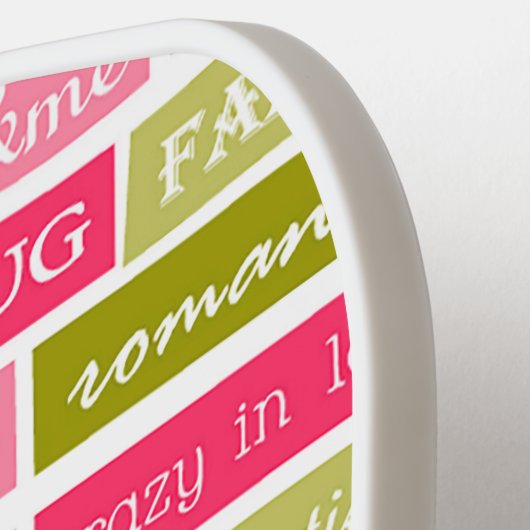 Roze en groene liefdesbrieven pickleball paddle (Links Detail)