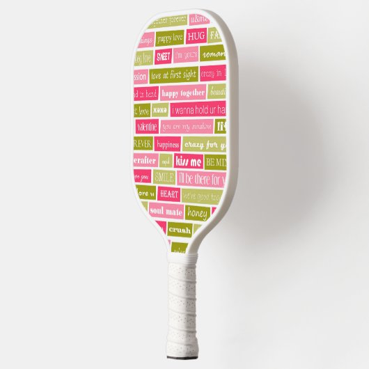 Roze en groene liefdesbrieven pickleball paddle (Links)