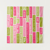 Roze en groene liefdesbrieven wandkleed (Voorkant (horizontaal))