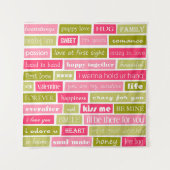 Roze en groene liefdesbrieven wandkleed (Voorkant)