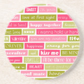 Roze en groene liefdesbrieven zandsteen onderzetter (Voorkant)