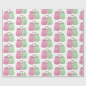 Roze en groene liefdeskatten cadeaupapier (Vlak)