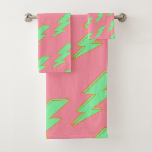 Roze en groene Lightning Levendig en Leuk Lente Bad Handdoek (Insitu)