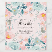 Roze en groene Lijst bruiloft Wijn Etiket (Enkel label)