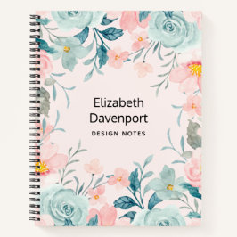 Roze en groene Lijst van Floral Notitieboek