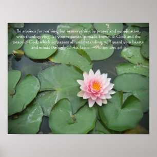 Roze en groene Lily Pad Vloer met Bijbelverse Poster