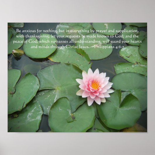 Roze en groene Lily Pad Vloer met Bijbelverse Poster (Voorkant)