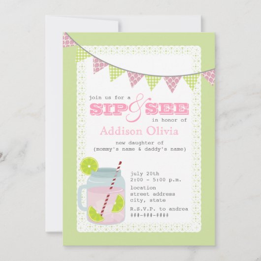 Roze en groene limonade & Limoen Sip + Zie Kaart (Voorkant)